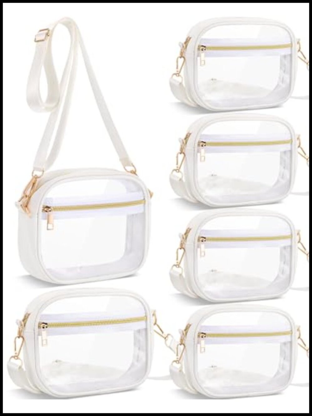 6 Pack Clear Stadium Approved Crossbody Bags TPU Concert Purse